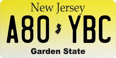 NJ license plate A80YBC