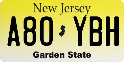 NJ license plate A80YBH