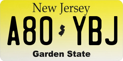 NJ license plate A80YBJ