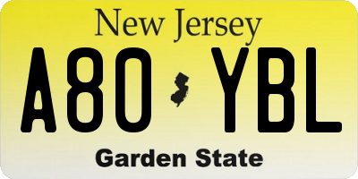 NJ license plate A80YBL