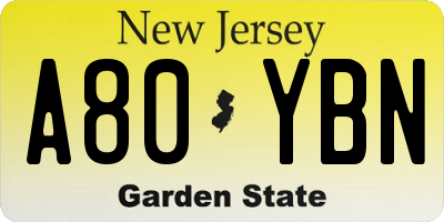NJ license plate A80YBN