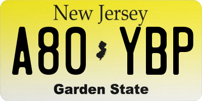 NJ license plate A80YBP
