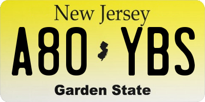 NJ license plate A80YBS