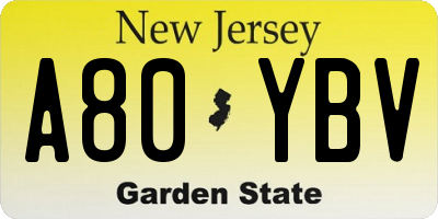 NJ license plate A80YBV