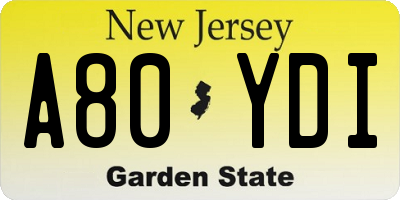 NJ license plate A80YDI