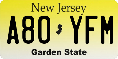 NJ license plate A80YFM