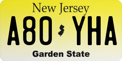 NJ license plate A80YHA