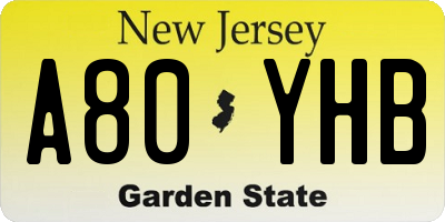 NJ license plate A80YHB