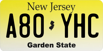 NJ license plate A80YHC