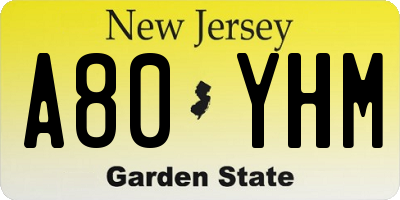 NJ license plate A80YHM