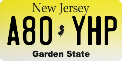 NJ license plate A80YHP