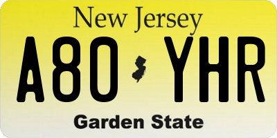 NJ license plate A80YHR