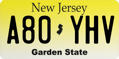 NJ license plate A80YHV