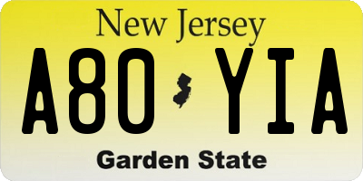 NJ license plate A80YIA