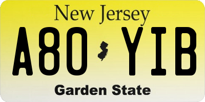 NJ license plate A80YIB