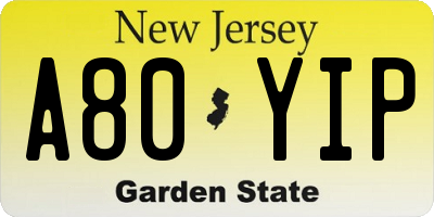 NJ license plate A80YIP