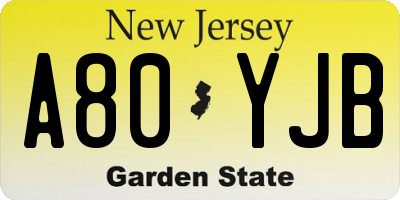 NJ license plate A80YJB