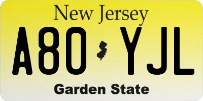 NJ license plate A80YJL