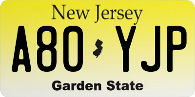 NJ license plate A80YJP