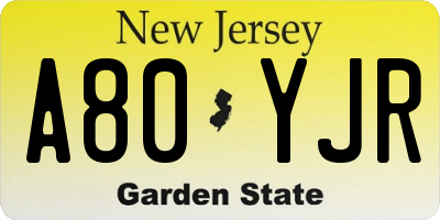 NJ license plate A80YJR