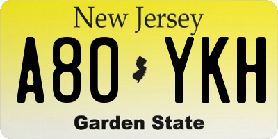 NJ license plate A80YKH