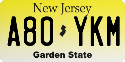 NJ license plate A80YKM