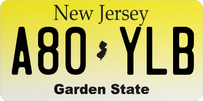 NJ license plate A80YLB