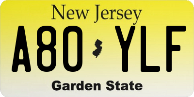 NJ license plate A80YLF