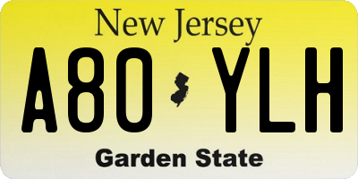 NJ license plate A80YLH