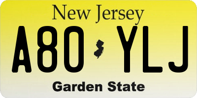 NJ license plate A80YLJ