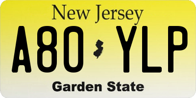 NJ license plate A80YLP