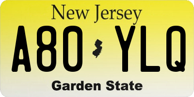 NJ license plate A80YLQ