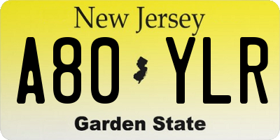 NJ license plate A80YLR