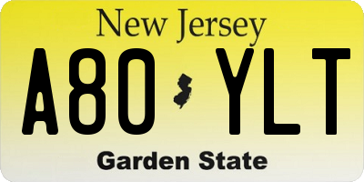 NJ license plate A80YLT