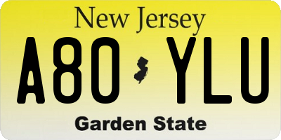 NJ license plate A80YLU