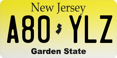 NJ license plate A80YLZ