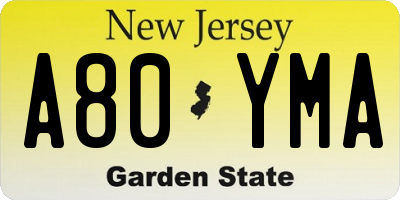 NJ license plate A80YMA
