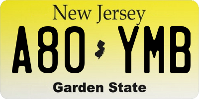 NJ license plate A80YMB