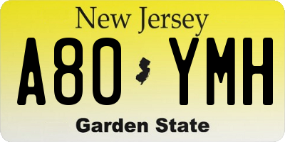NJ license plate A80YMH