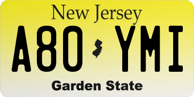 NJ license plate A80YMI
