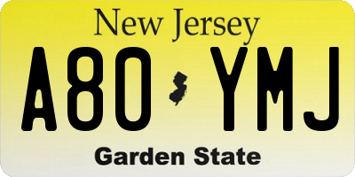 NJ license plate A80YMJ