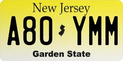 NJ license plate A80YMM