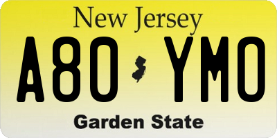 NJ license plate A80YMO