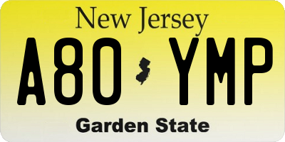 NJ license plate A80YMP
