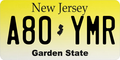 NJ license plate A80YMR