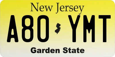 NJ license plate A80YMT