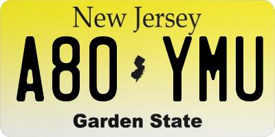 NJ license plate A80YMU