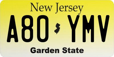 NJ license plate A80YMV