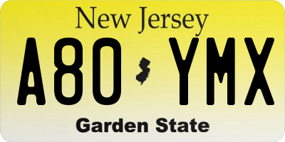 NJ license plate A80YMX