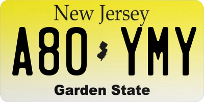 NJ license plate A80YMY